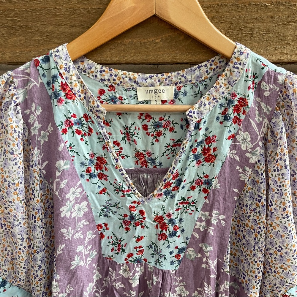 Umgee Multicolor Patchwork Style Floral Dress Siz… - image 2